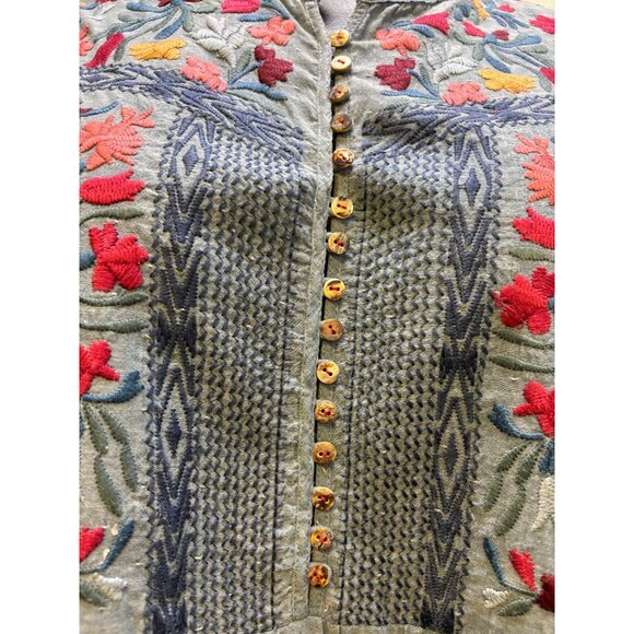 Johnny Was Blue Embroidered Blouse L - Picture 5 of 6